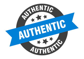 authentic sign. authentic blue-black round ribbon sticker