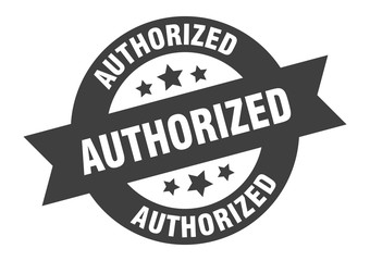 authorized sign. authorized black round ribbon sticker