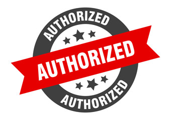 authorized sign. authorized black-red round ribbon sticker