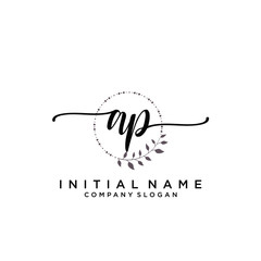 AP Beauty vector initial logo, handwriting logo.