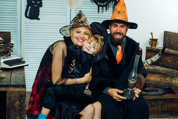 Family love. Family holiday. Happy halloween. Best ideas for Halloween. Party invitation. Happy...