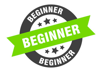 beginner sign. beginner black-green round ribbon sticker