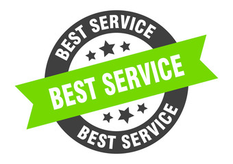 best service sign. best service black-green round ribbon sticker