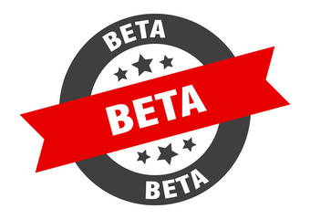 beta sign. beta black-red round ribbon sticker