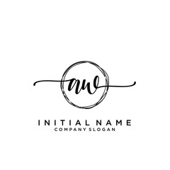 AW Beauty vector initial logo, handwriting logo.