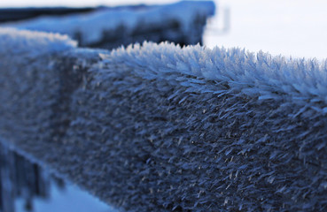 Beautiful ice covered bar in winter