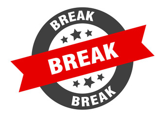 break sign. break black-red round ribbon sticker