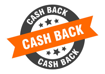 Fototapeta premium cash back sign. cash back orange-black round ribbon sticker
