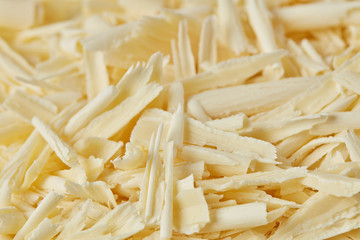 Chopped white chocolate close-up