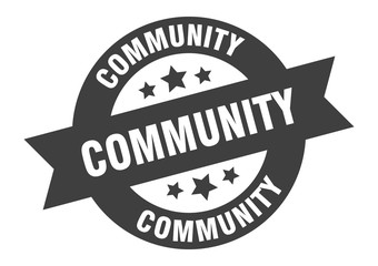 community sign. community black round ribbon sticker