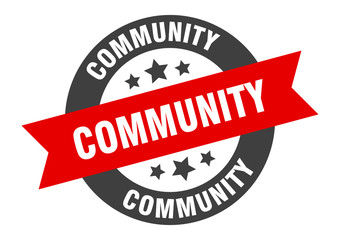 community sign. community black-red round ribbon sticker