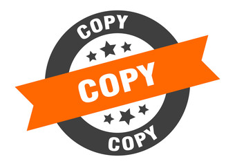 Fototapeta na wymiar copy sign. copy orange-black round ribbon sticker