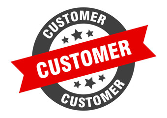 customer sign. customer black-red round ribbon sticker
