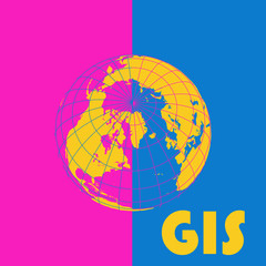 Gis and cartograthu logo in rose and blue colors