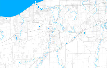 Rich detailed vector map of Elyria, Ohio, United States of America