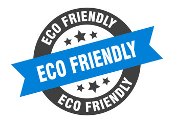 eco friendly sign. eco friendly blue-black round ribbon sticker