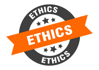 Fototapeta na wymiar ethics sign. ethics orange-black round ribbon sticker