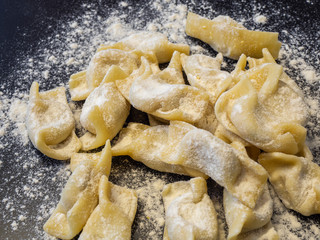 A kind of ravioli, casoncelli, home made traditional food of the Bergamo area, Italy. Delicious Italian food