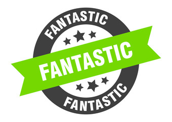 fantastic sign. fantastic black-green round ribbon sticker