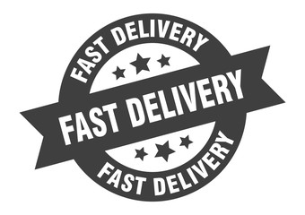 Fototapeta na wymiar fast delivery sign. fast delivery black round ribbon sticker