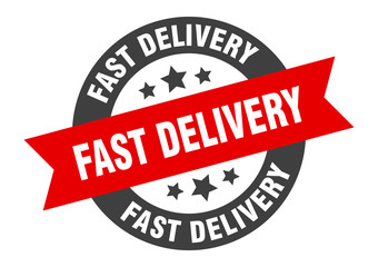 fast delivery sign. fast delivery black-red round ribbon sticker