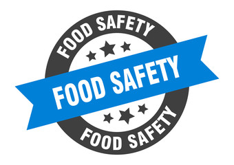 food safety sign. food safety blue-black round ribbon sticker