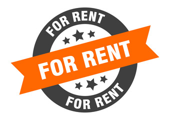 for rent sign. for rent orange-black round ribbon sticker