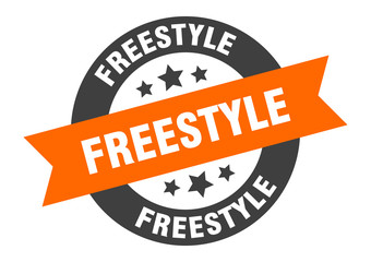 Fototapeta premium freestyle sign. freestyle orange-black round ribbon sticker
