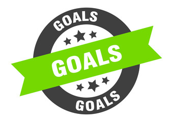 goals sign. goals black-green round ribbon sticker
