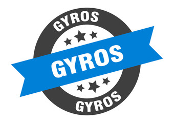 gyros sign. gyros blue-black round ribbon sticker