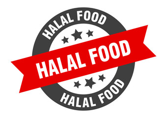 Obraz premium halal food sign. halal food black-red round ribbon sticker