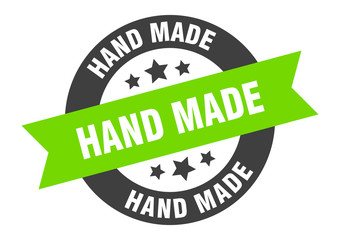 Obraz premium hand made sign. hand made black-green round ribbon sticker