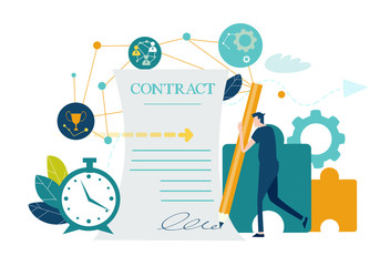 Businessman sining the contract. Better opportunity, area growth, bigger salary, working together, making a progress, successful way to move the business - obrazy, fototapety, plakaty