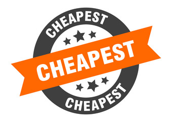 Obraz premium cheapest sign. cheapest orange-black round ribbon sticker