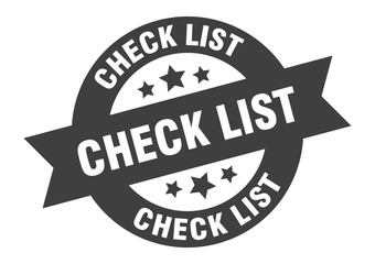 check list sign. check list black round ribbon sticker
