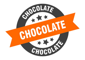 Fototapeta premium chocolate sign. chocolate orange-black round ribbon sticker