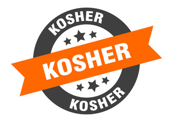 Obraz premium kosher sign. kosher orange-black round ribbon sticker