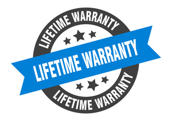 lifetime warranty sign. lifetime warranty blue-black round ribbon sticker