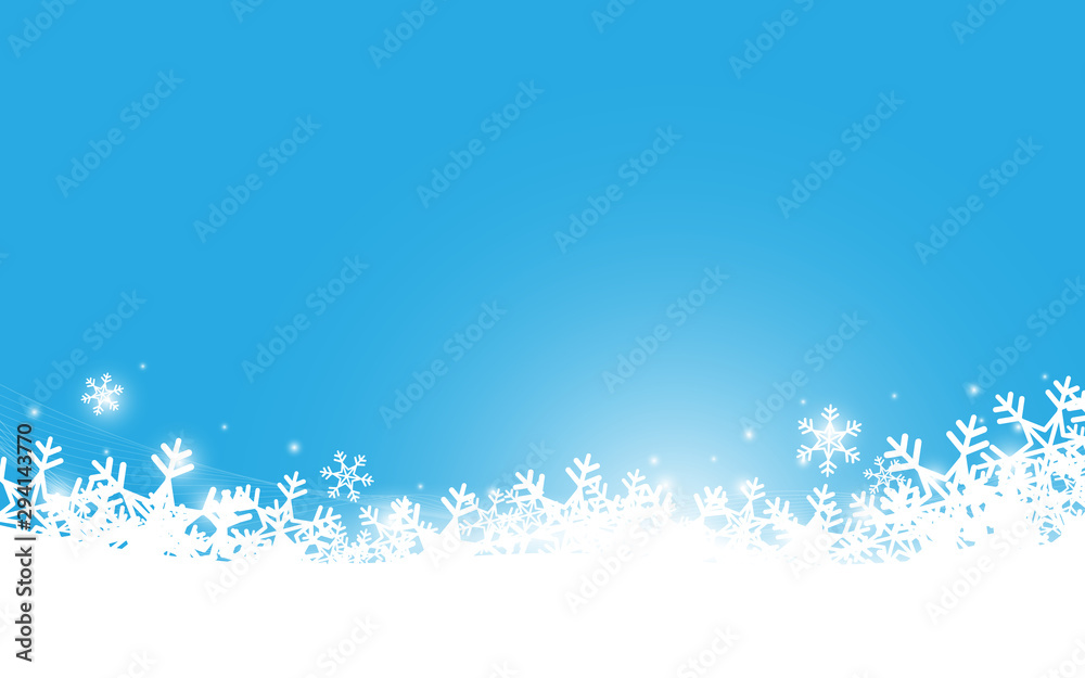 Aufkleber merry christmas and happy new year banner. abstract white snowflakes and sparkling light on blue bac