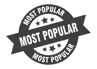 most popular sign. most popular black round ribbon sticker