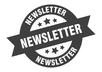 newsletter sign. newsletter black round ribbon sticker