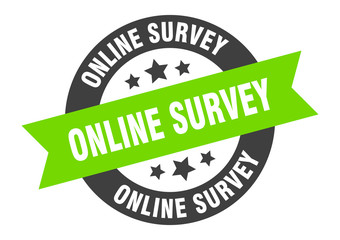 online survey sign. online survey black-green round ribbon sticker