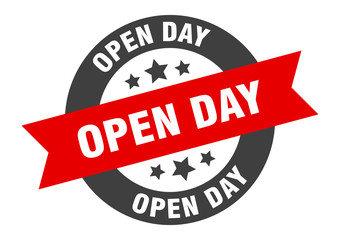 Fototapeta premium open day sign. open day black-red round ribbon sticker