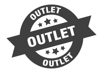 outlet sign. outlet black round ribbon sticker