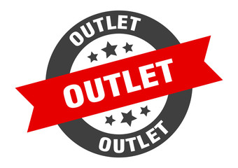 outlet sign. outlet black-red round ribbon sticker