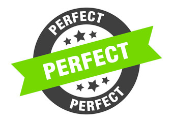 perfect sign. perfect black-green round ribbon sticker