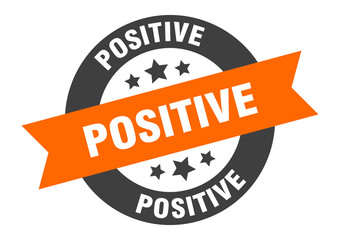 Obraz premium positive sign. positive orange-black round ribbon sticker