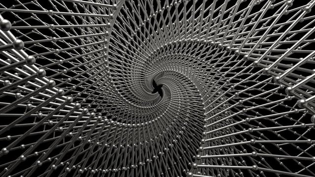 3d abstract background with atom array structure. Repetitive lattice structure.