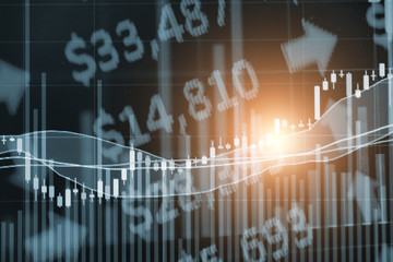Charts of financial instruments with various type of indicators including volume analysis for professional technical analysis on the monitor of a computer. Fundamental and technical analysis concept.