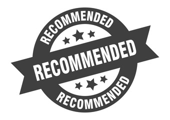 Obraz premium recommended sign. recommended black round ribbon sticker